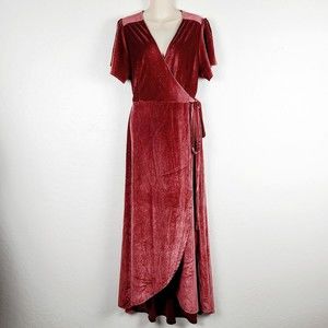 Baltic Born Calvin Sparkle Wrap Dress XL Terracotta Red Velvet Glittery Maxi